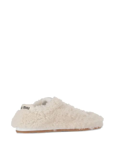 Miu Miu shearling lace-up sneakers - Neutrals