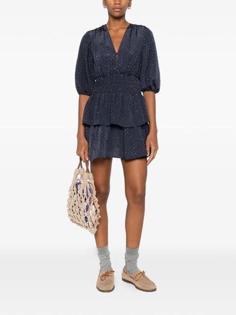 Maje crystal-embellished V-neck mini dress - Blue