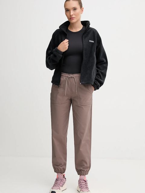 Columbia spodnie ROC Ripstop damskie kolor brązowy high waist 2135771