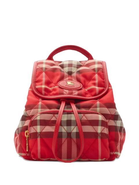 Burberry Horseshoe quilted check backpack mini bag - Red - zdjęcie produktu nr 1
