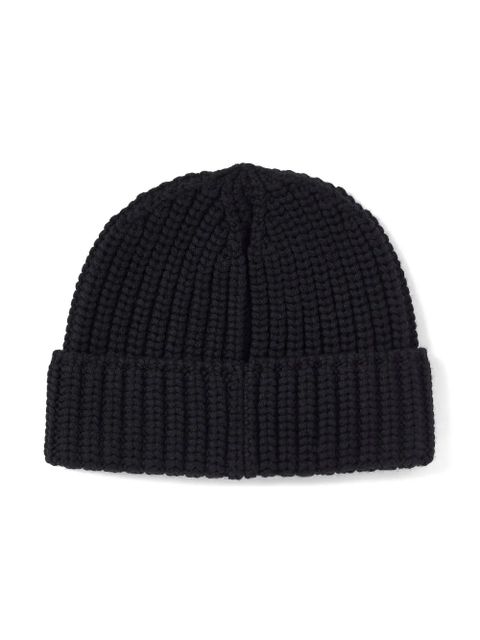 Jimmy Choo logo-embroidered ribbed-knit beanie - Black