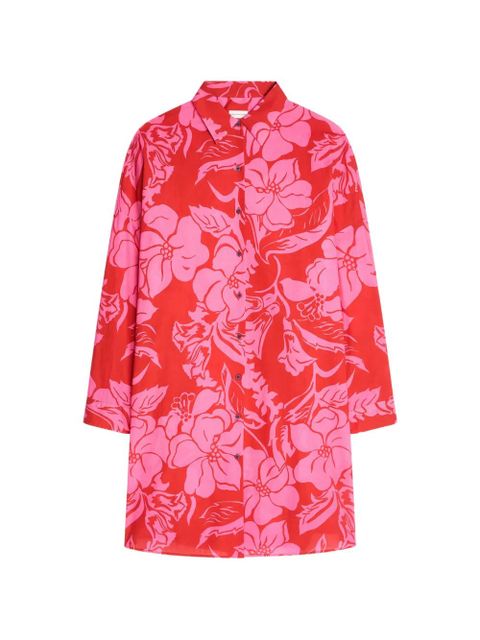 DRIES VAN NOTEN floral shirt midi dress - Red - zdjęcie produktu nr 1