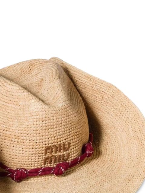 Miu Miu logo-embroidery sun hat - Neutrals - zdjęcie produktu nr 2