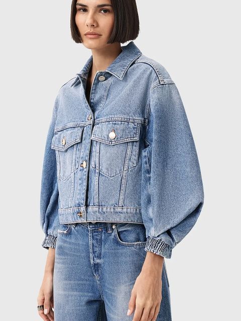 AllSaints kurtka jeansowa LUCA kolor niebieski przejściowa W031OD