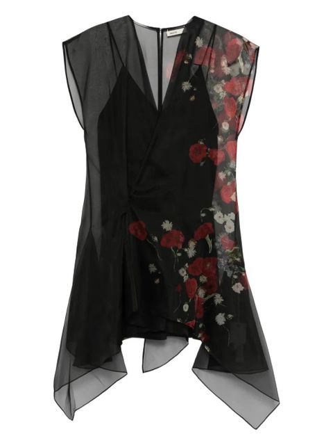 KHAITE floral-print V-neck mini dress - Black - zdjęcie produktu nr 1