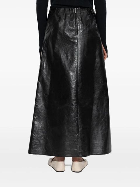Marni pleated leather maxi skirt - Black