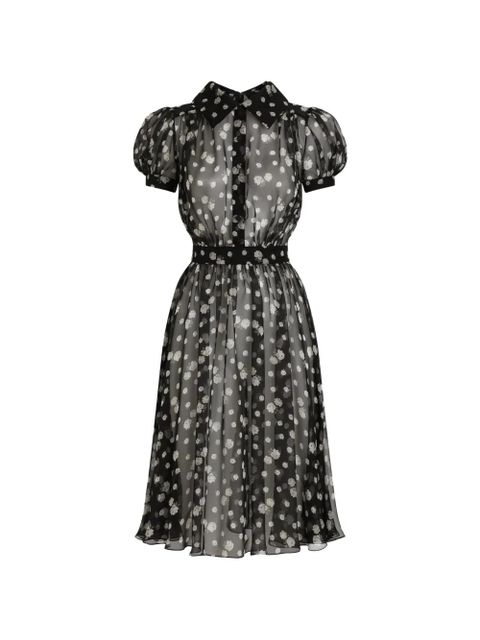 Dolce & Gabbana small rose and polka dot-print chiffon dress - Black - zdjęcie produktu nr 1