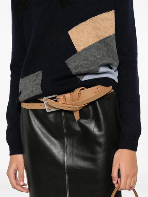 Prada geometric-pattern V-neck jumper - Blue