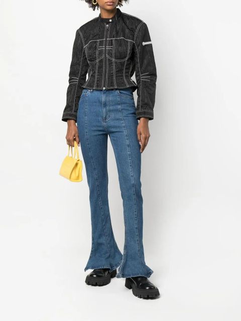 Marine Serre moiré-effect fitted jacket - Black - zdjęcie produktu nr 2