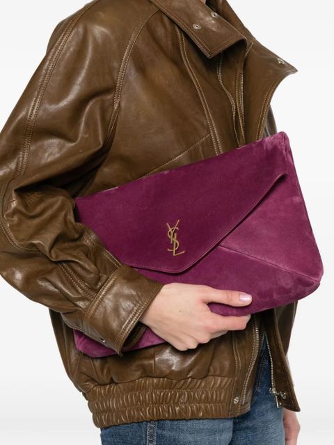 Saint Laurent logo-plaque clutch bag - Purple - zdjęcie produktu nr 2