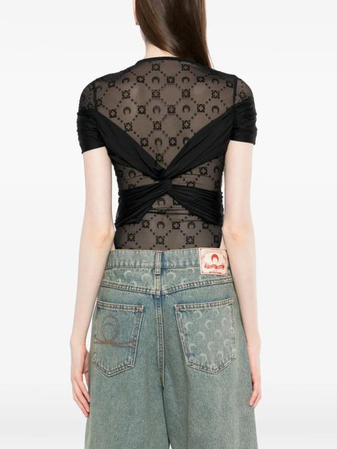 Marine Serre draped jersey bodysuit - Black