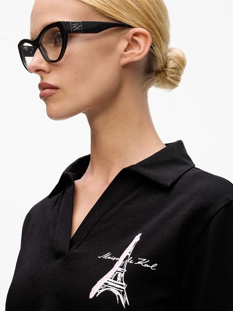 Karl Lagerfeld polo bawełniane damski kolor czarny A4W17088