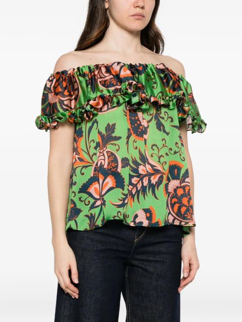 ETRO ruffled floral-print blouse - Green