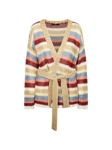 Weekend Max Mara Yarn striped-pattern belted cardigan - Neutrals - zdjęcie produktu nr 1