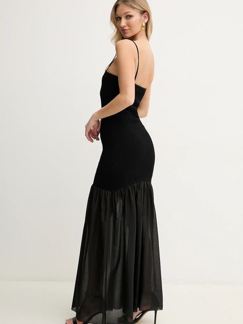 Simona Corsellini sukienka kolor czarny maxi prosta P25CPABO01 - zdjęcie produktu nr 2