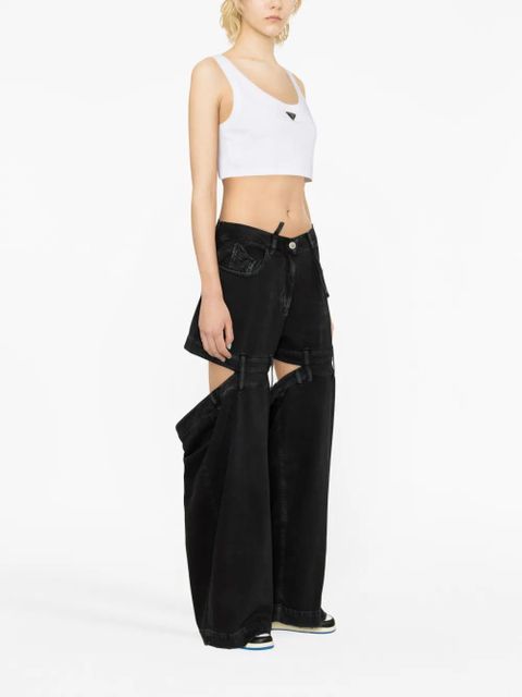 The Attico cut-out wide-leg jeans - Black