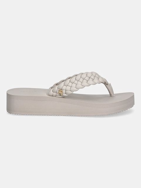 Tommy Hilfiger japonki TH WEDGE CORNROW BEACH SANDAL damskie kolor beżowy na koturnie FW0FW09037 - zdjęcie produktu nr 2