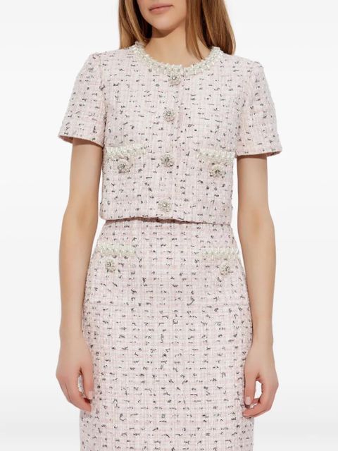 Self-Portrait tweed top - Pink