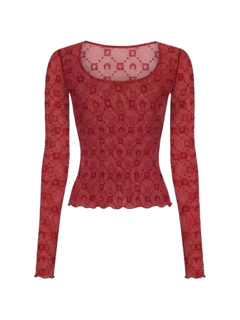 Marine Serre Moonogram mesh T-shirt - Red - zdjęcie produktu nr 1