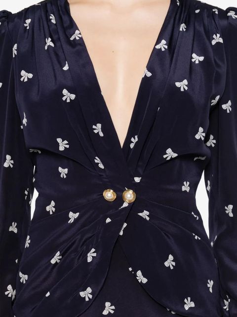 Alessandra Rich bow-print mini dress - Blue - zdjęcie produktu nr 2