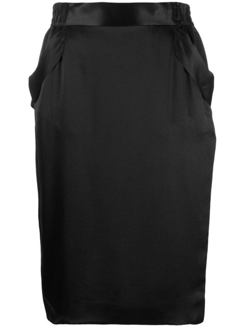 Saint Laurent satin-finish silk pencil skirt - Black - zdjęcie produktu nr 1