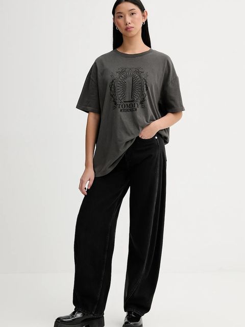 Tommy Jeans t-shirt bawełniany damski kolor szary DW0DW21858 - zdjęcie produktu nr 2