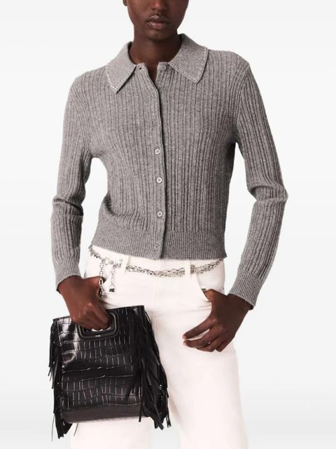 Maje rhinestone-embellished cardigan - Grey