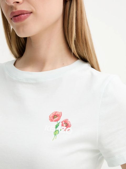 Kenzo t-shirt bawełniany damski kolor turkusowy FF62TS2564SO