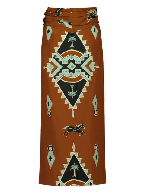 Johanna Ortiz wrap horses palms print midi draped skirt - Brown - zdjęcie produktu nr 2