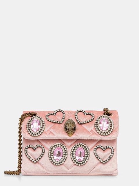 Kurt Geiger London torebka welurowa VELVET MINI KENSINGTON kolor różowy 5018753789 - zdjęcie produktu nr 1