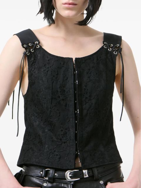 OUR LEGACY Tough lace-overlay eyelet-detail vest - Black