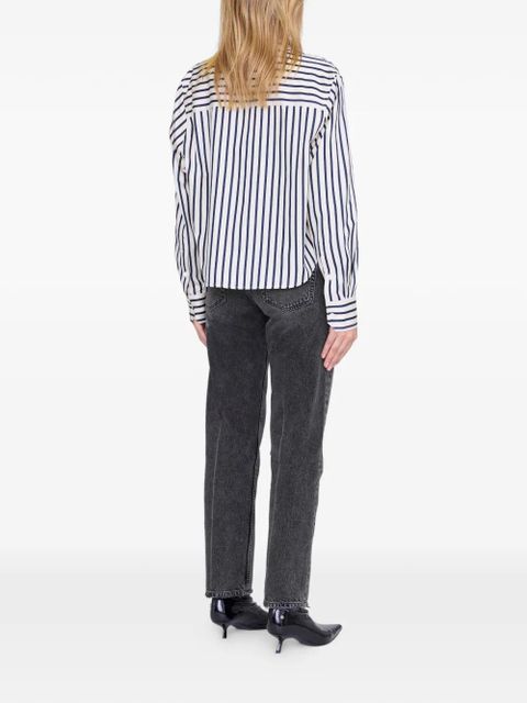 ANINE BING Essie striped cropped shirt - White