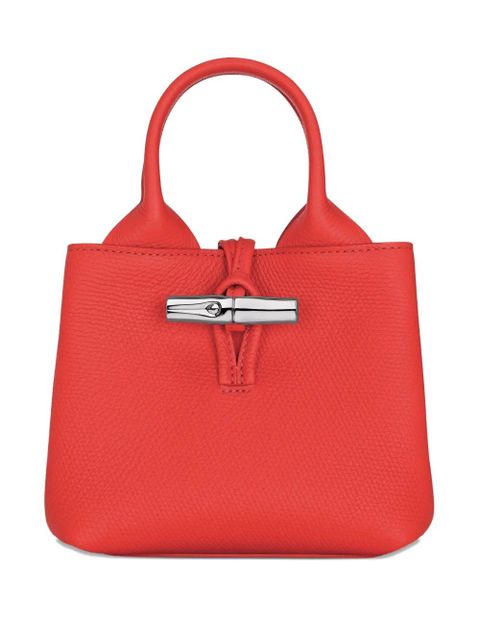 Longchamp mini Le Roseau grained-leather tote bag - Red - zdjęcie produktu nr 1