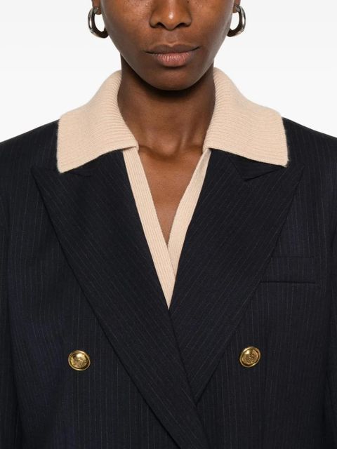 SANDRO pinstripe double-breasted blazer - Blue