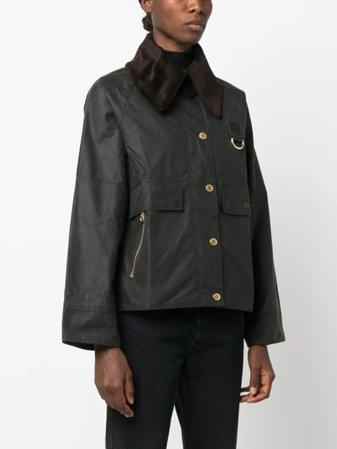Barbour logo-embroidered oversized jacket - Green