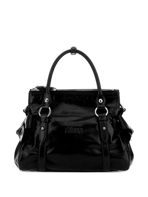 Miu Miu bow-detail leather tote bag - Black - zdjęcie produktu nr 1