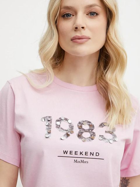 Weekend Max Mara t-shirt bawełniany damski kolor różowy 2515971041600