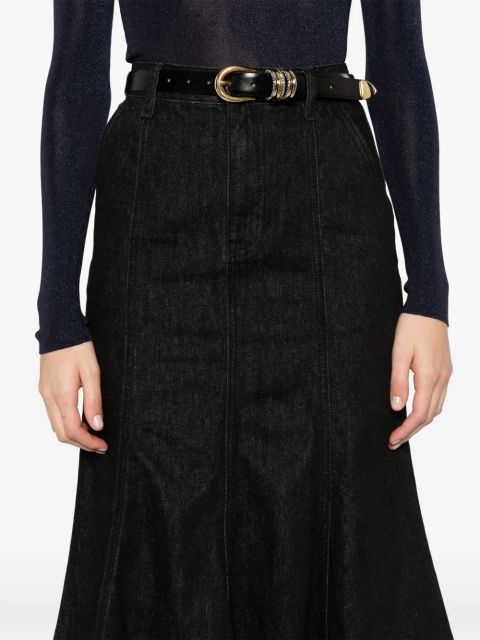 Self-Portrait flared midi skirt - Black