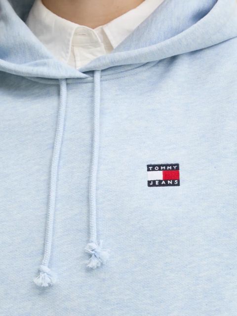 Tommy Jeans bluza bawełniana damska kolor niebieski z kapturem z aplikacją DW0DW19414