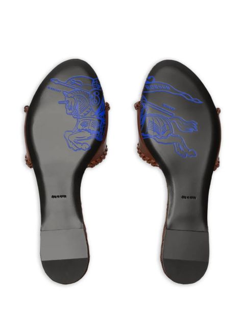 Burberry leather knight stamp sandals - Brown