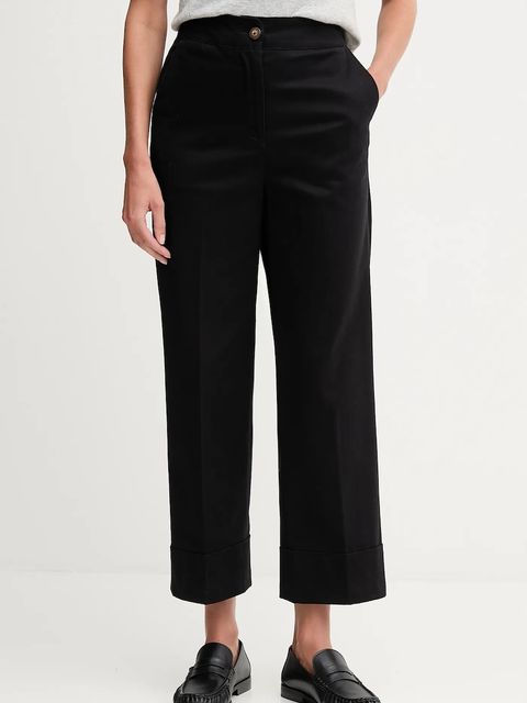 United Colors of Benetton spodnie damskie kolor czarny proste high waist 4SJCDF07J - zdjęcie produktu nr 1