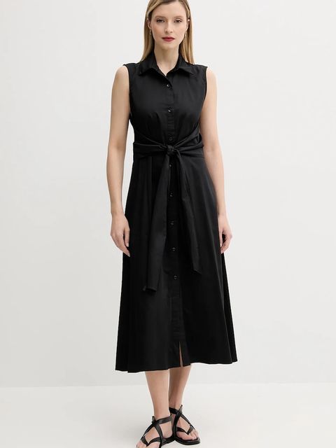 Answear.LAB sukienka bawełniana kolor czarny midi rozkloszowana - zdjęcie produktu nr 1