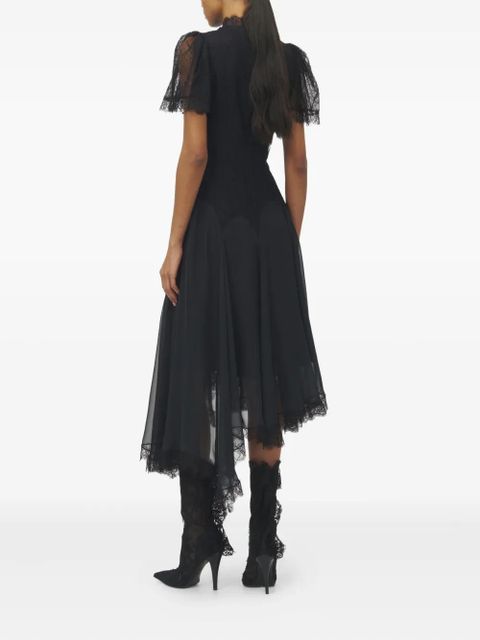 Alexander McQueen lace ruffled midi dress - Black