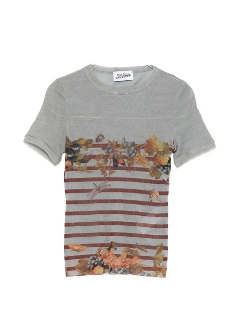 Jean Paul Gaultier striped floral T-shirt - Grey - zdjęcie produktu nr 1