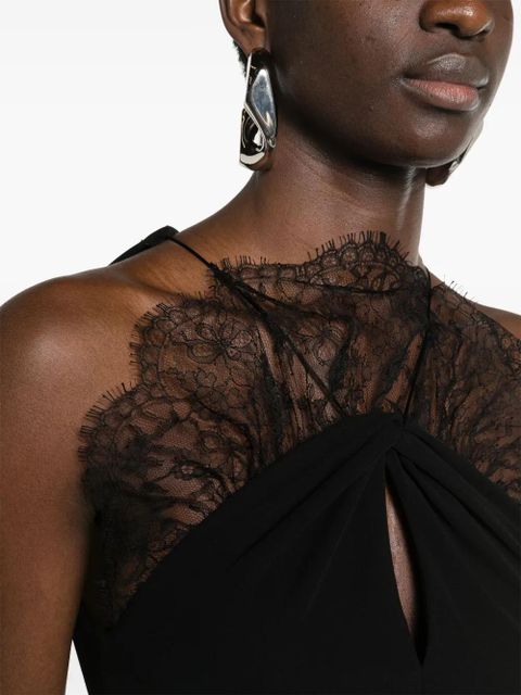 Givenchy lace-appliqué halterneck midi dress - Black