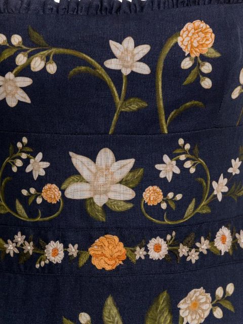 Agua By Agua Bendita Nispero Valle floral-print tiered linen midi dress - Blue