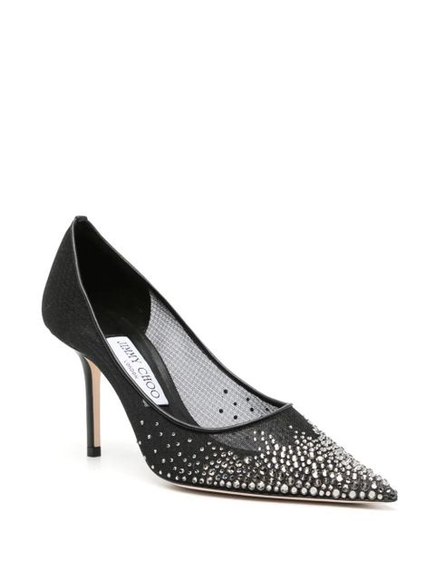 Jimmy Choo Love 85mm crystal-embellished pumps - Black - zdjęcie produktu nr 2