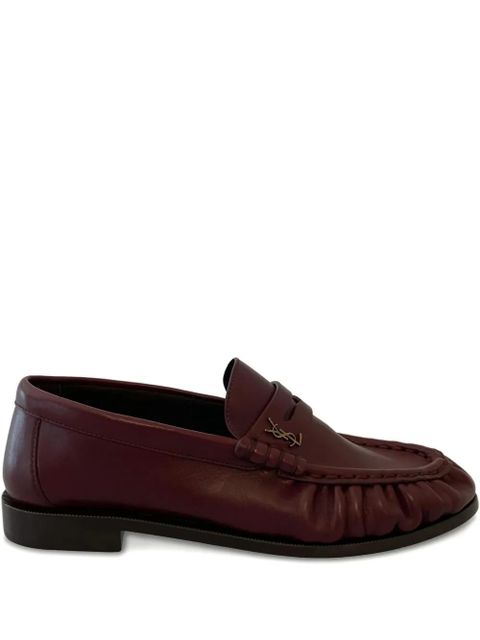 Saint Laurent logo-plaque pleated-effect loafers - Red - zdjęcie produktu nr 1