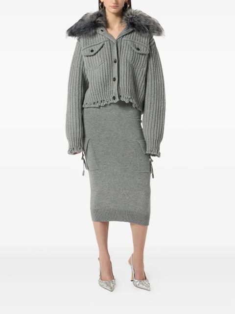 Blumarine cargo-pockets wool midi skirt - Grey - zdjęcie produktu nr 2