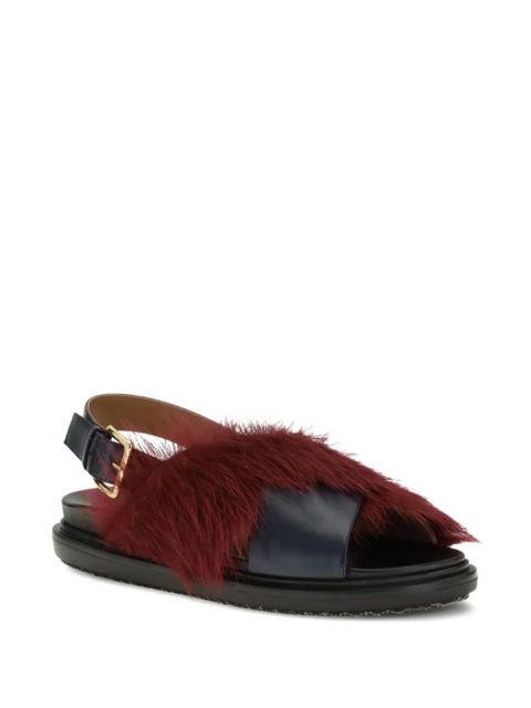 Marni fur-detail buckle fussbett sandals - Red